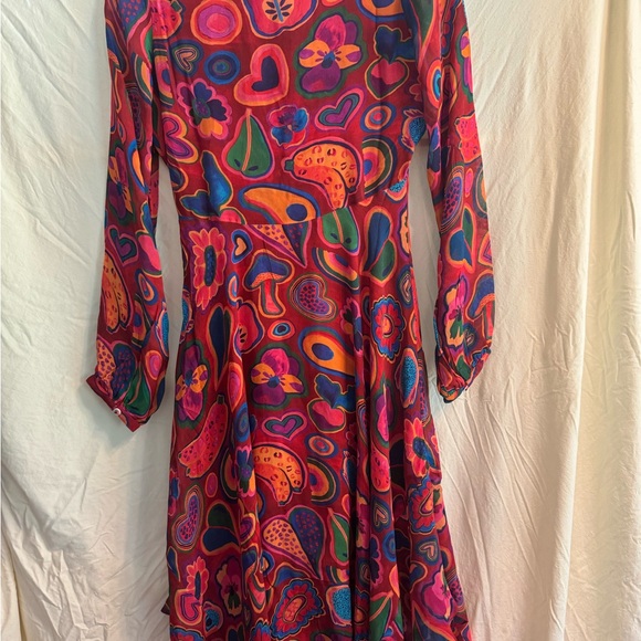 Farm Rio  Lisa Print  Red Midi Dress Anthropologie NEW XS - Picture 11 of 11